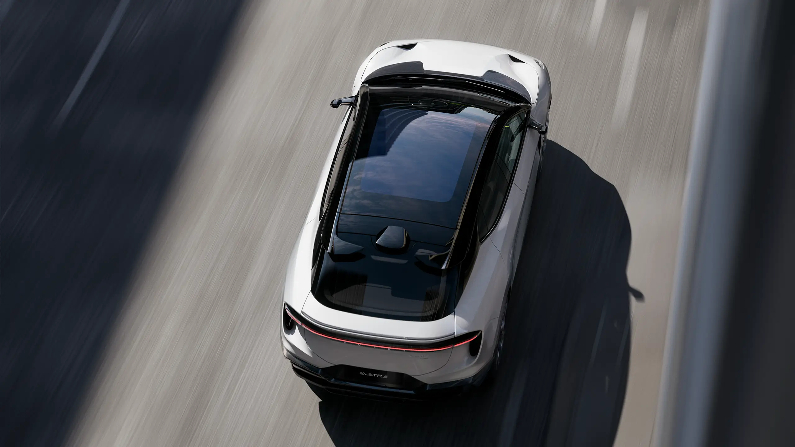 Lotus Eletre viewed from above on the road